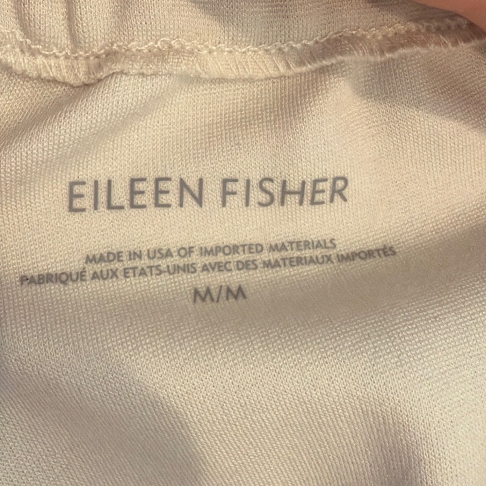 Eileen Fisher Trousers Womens Medium Cream Straight Leg Tencel Blend Minimalist - Picture 2 of 7